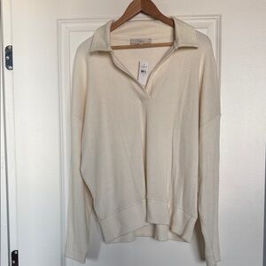 LOFT Cream V-Neck Sweater